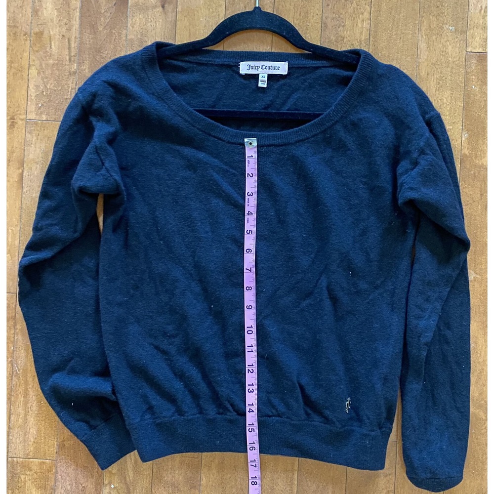 Juicy Couture Sweater Women's XS Black Cashmere Round Neck Long Sleeve Sweater - Picture 7 of 9